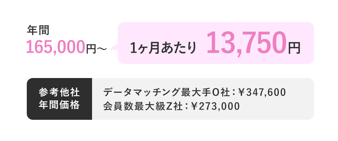 年間165,000円～ 1ヶ月あたり 約13,750円